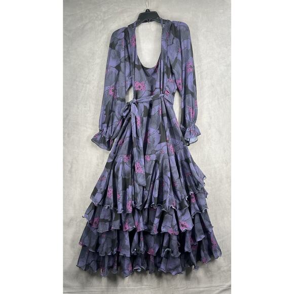 Anthropologie Navy and Purple Floral Maxi Dress - Picture 5 of 9